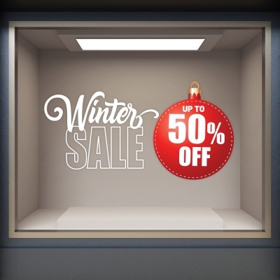 Houseart 50% Christmas Ball, Εκπτωτικά, Αυτοκόλλητα βιτρίνας, 160 x 83 εκ.